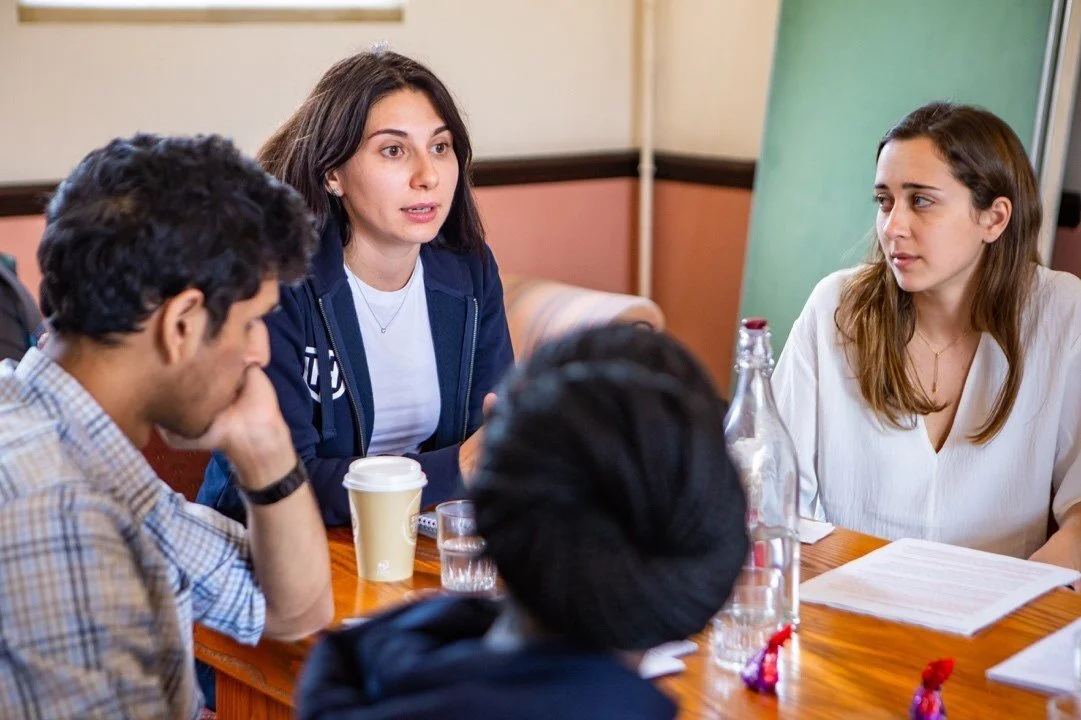  From the right, anti-clockwise: Martina Lejtreger (Uruguay), Oksana Matiyash (Ukraine), Upamanyu Ghose (India) 