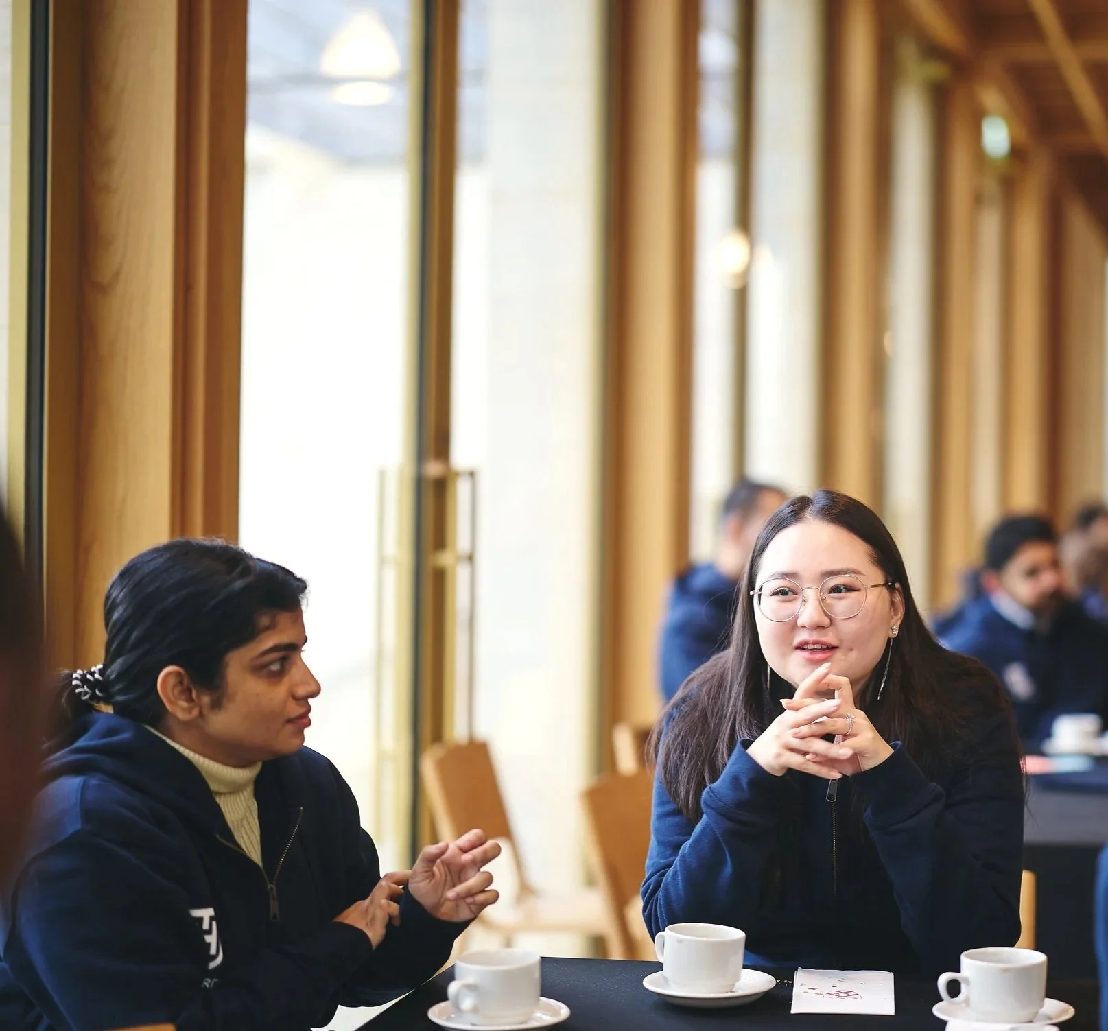 Teres Vattoly (on the left) during a moral philosophy session