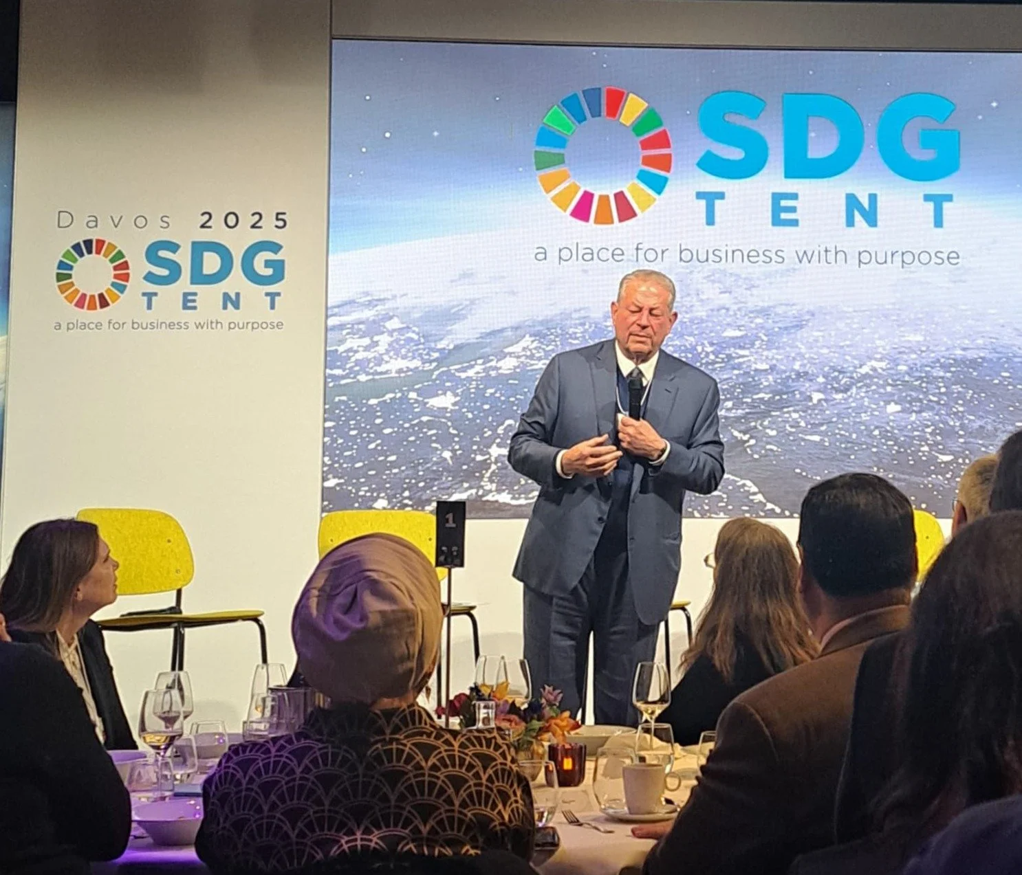  Al Gore speaking at the SDG tent 