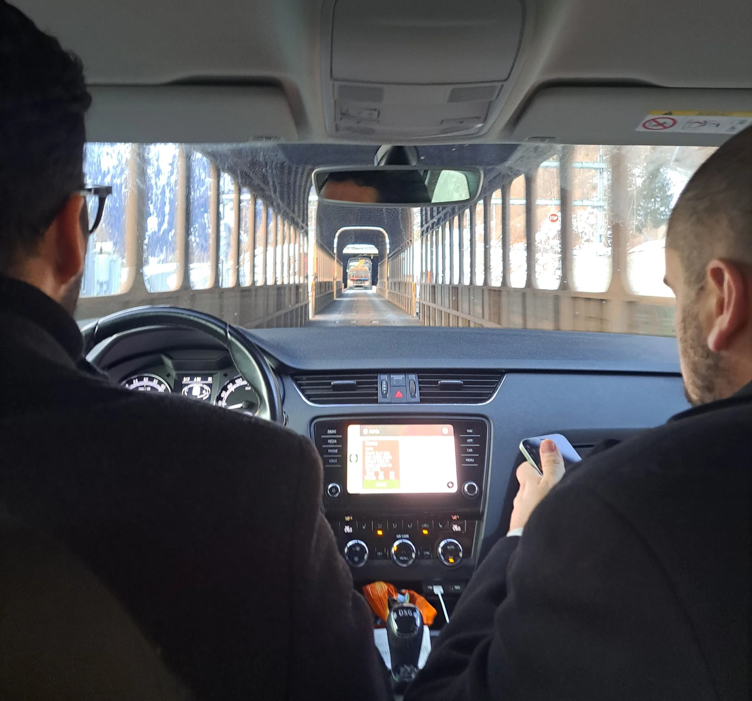    Sebastian driving from a village near Davos to WEF  