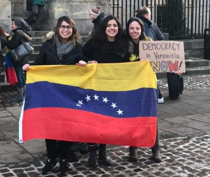  On returning to Oxford, here with my fellow WHT Scholar, Laura Aristizabal, and another Oxford Grad student who joined in solidarity to call for democratic transition in Venezuela.  
