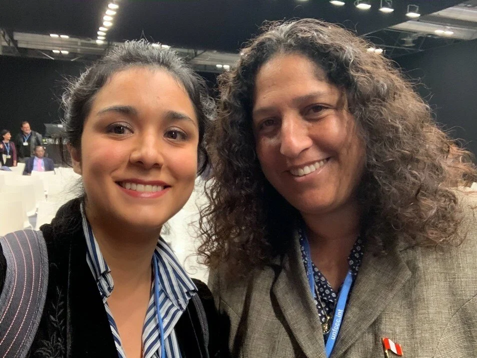 From left to right: Tania Risco and Fabiola Muñoz, Minister of the Environment from Peru. Spain 2019